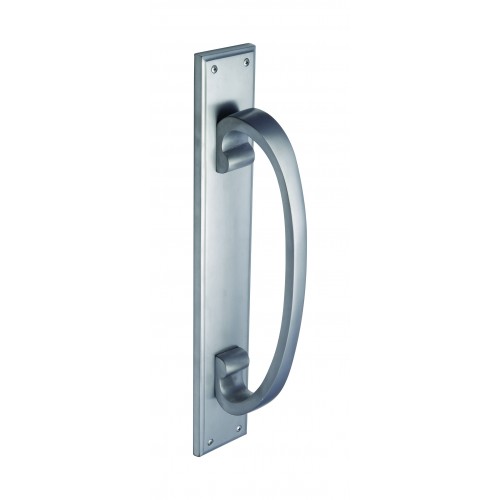 Warrington Satin Chrome Pull Handle on Backplate from Cheshire Hardware Door handles & door