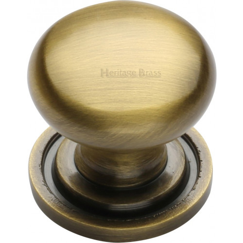 Victorian Round Cupboard Knobs On Rose In Antique Brass Door handles