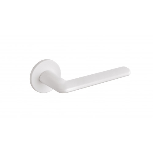 Bayliss Contemporary Lever Handles On Rose In White Door handles