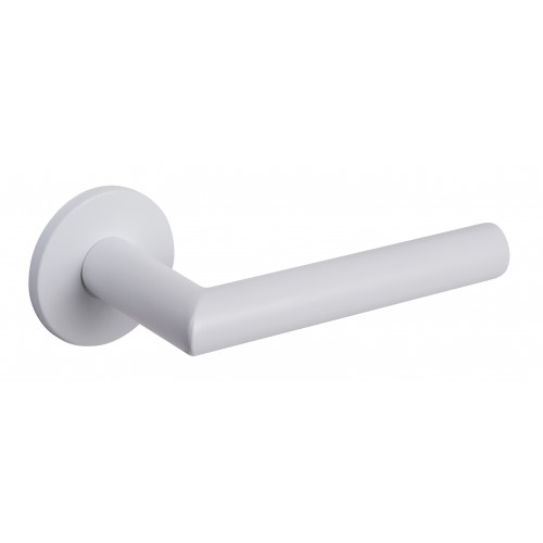 Fogarty Contemporary Lever Handles On Rose In White Door handles