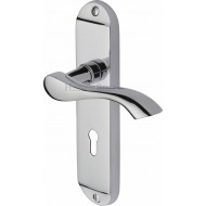 Algarve Lever Handles on Short Backplate in Polished Chrome