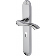 Algarve Lever Handles on Long Backplate in Polished Chrome