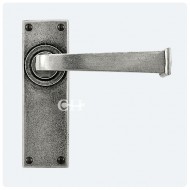 Finesse Design Pewter Allendale Lever Handles on Plain Backplate