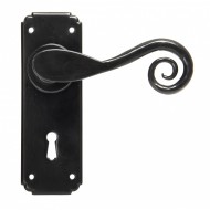 Monkeytail Door Lever Handles on Keyhole Backplate Black
