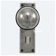 Finesse Design Pewter Beamish Knobs on Privacy Bathroom Backplate