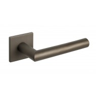 Covela Square Lever Handles On Rose in Titanium Bronze