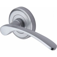 Sophia Designer Lever Handles on Rose in Satin Chrome