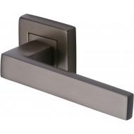 Delta Lever Handles on Square Rose in Matt Bronze