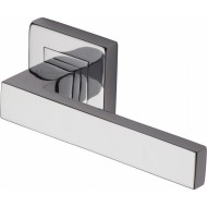 Delta Lever Handles on Square Rose in Polished Chrome