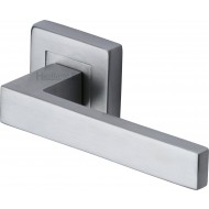 Delta Lever Handles on Square Rose in Satin Chrome
