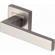 Delta Lever Handles on Square Rose in Satin Nickel
