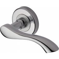 Algarve Lever Handles on Rose in Polished Chrome