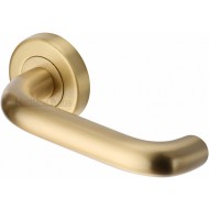 Harmony Lever Handles on Rose in Satin Brass