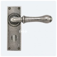 Finesse Design Pewter Derwent Lever Handles on Bathroom Backplate