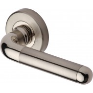 Vienna Modern Lever Handles on Rose in Polished Dual Nickel