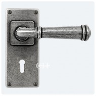 Finesse Pewter Durham Handles on Jesmond Keyhole Backplate