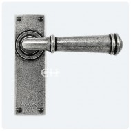 Finesse Design Pewter Durham Lever Handles on Plain Backplate