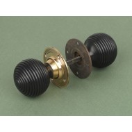 Ebony And Brass Beehive Mortice or Rim Door Knobs