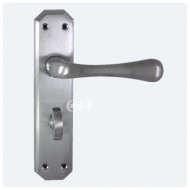 eden lever handles on bathroom backplate