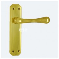 eden brass latch lever handles on backplate
