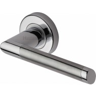 Ellipse Straight Lever Handles on Rose in Dual Chrome