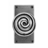 Finesse Design Pewter Swirl Knobs on Jesmond Latch Backplate