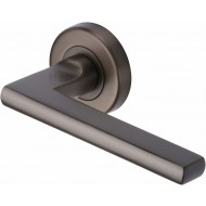 Trident Flat Lever Handles on Rose in Matt Bronze