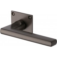 Trident Lever Handles on Slim Square Rose in Matt Bronze