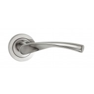 Verto Lever Handles on Rose Satin Nickel