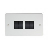 flat plate range 4 gang 2 way switch in polished stainless steel finish 