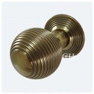 antique brass unlaquered reeded door knobs
