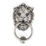 Lions Head Door Knocker in Antique Pewter