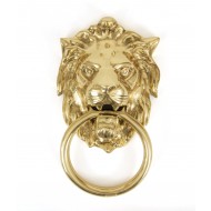 Lions Head Door Knocker in Polished Brass