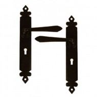 Cromwell Lever Handles Keyhole Lock Backplate External Black
