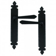 Cromwell Lever Handles Plain Latch Backplate External Black