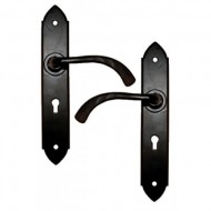 Gothic Lever Handles Keyhole Lock Backplate External Black