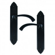 Gothic Lever Handles Plain Latch Backplate External Black