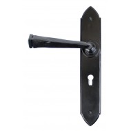 Gothic Lever Handles On Keyhole Backplate External Black