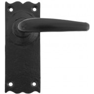 Oak Lever Handles Plain Latch Backplate External Black