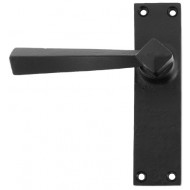 Straight Lever Handles on Plain Latch Backplate External Black