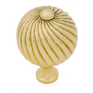 Large Swirl Cupboard Knob 45mm Polished Rustic Brass 