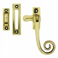 Monkey Tail Casement Fastener in Polished Brass