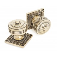 Aged Brass Mortice Door Knobs On Square Rose