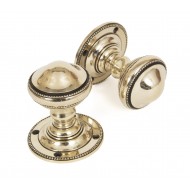 Aged Brass Beaded Door Knobs