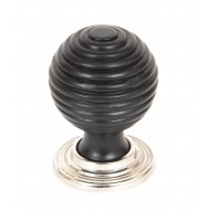 Reeded Cupboard Knob Ebony And Polished Nickel