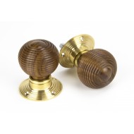 Rosewood Beehive Mortice or Rim Door Knobs On Brass Rose