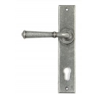 Regency Lever Handles On Euro Multipoint Backplate in Pewter