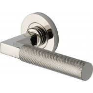 Signac Knurled Lever Handles on Rose in Polished Nickel