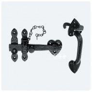 black antique thumb latch & internal latch bar