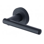 Challenger Bar Lever Handles on Rose in Matt Black